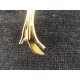 Antique art nouveau brooch in gold-plated metal, rhinestone leaf shape