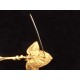 Antique art nouveau brooch in gold-plated metal, rhinestone leaf shape