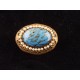 Broche ancienne métal doré pomponne perles