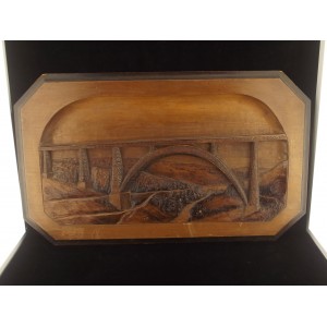 Pont de Garabit carved wooden painting signed CLEAL
