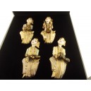 Ensemble de 4 sculptures sur bois de musiciens art populaire Thaïland ou Birmanie