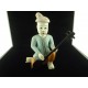 Statuette en bois sculpté polychrome musicien thaïlandais