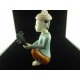 Statuette en bois sculpté polychrome musicien thaïlandais