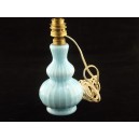 Pied de lampe en opaline bleue Chatard