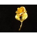 Broche vintage en forme de rose en métal doré signée Cerrito 