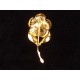 Broche vintage en forme de rose en métal doré signée Cerrito 