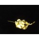 Broche vintage en forme de rose en métal doré signée Cerrito 