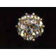 Importante broche vintage métal doré et strass bleus