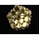 Importante broche vintage métal doré et strass bleus