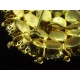 Importante broche vintage métal doré et strass bleus