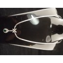 Collier ancien en argent pendentif en pierres du Rhin verte et blanches
