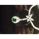 Collier ancien en argent pendentif en pierres du Rhin verte et blanches
