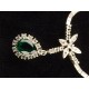 Collier ancien en argent pendentif en pierres du Rhin verte et blanches