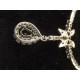 Collier ancien en argent pendentif en pierres du Rhin verte et blanches