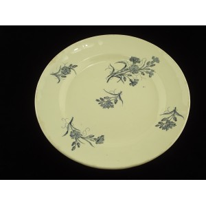 Cake stand plate on foot, earthenware Robert Charbonnier Longchamps model Bluets