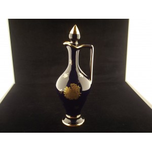 Carafe aiguière à liqueur en porcelaine bleu de four
