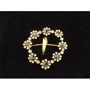 Importante boucle de ceinture ancienne strass bleus et blancs