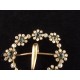 Importante boucle de ceinture ancienne strass bleus et blancs