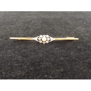 Antique Art Nouveau pearl barrette brooch in gold plated Oria