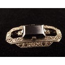 Broche art déco en argent hématite et marcassites