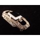 Broche art déco en argent hématite et marcassites