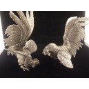 Pair of metal fighting cocks