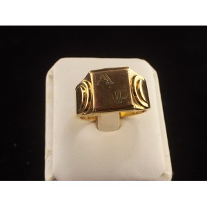 Bague chevalière vintage style art déco en plaqué or