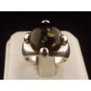 Bague en argent ambre naturelle verte