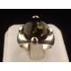 Bague en argent ambre naturelle verte