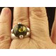 Natural green amber silver ring