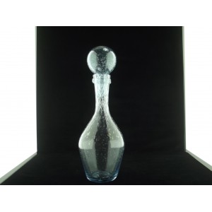 Blue bubble glass carafe signed BIOT