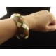 Bracelet vintage en corne mosaïque de bois et d'os