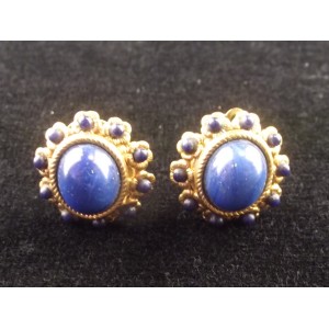 Paire de boucles d'oreilles clips en m&eacute;tal dor&eacute; couture marque Rossi