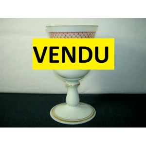 Large opaline glass painted style charles X