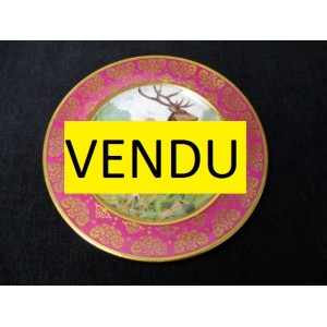 Limoges porcelain plate decorated with deer