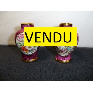 Pair of vases balls Limoges porcelain