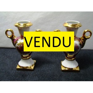 Pair of small vases Medicis form, porcelain, stamped Limoges France.