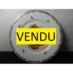 Flat plate decor woodcock Limoges porcelain