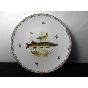 assiette des établissements Chadelaud à décor de brochet