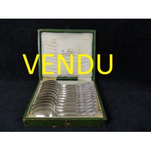 box 12 small spoons silver art nouveau
