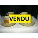 Tasse+sous-tasse petit-déjeuner en porcelaine décor seventies