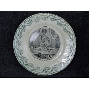 Assiette parlante en faïence thème des forains