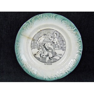 Assiette parlante en faïence thème des sports la Boxe