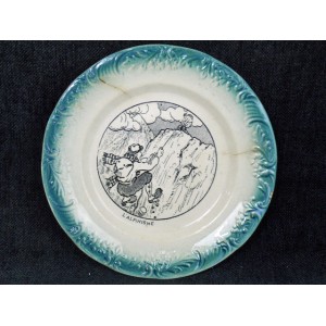 Assiette parlante en faïence thème des sports l'alpinisme