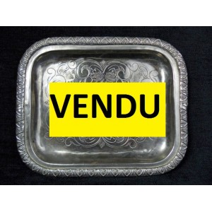 Oriental silver metal tray