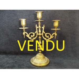 Old candlestick 3 branch bronze