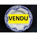 Assiette creuse en fa&iuml;ence d&eacute;cor art d&eacute;co