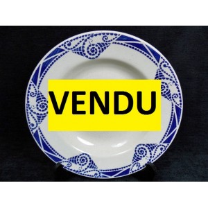 Assiette creuse en fa&iuml;ence d&eacute;cor art d&eacute;co