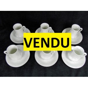Service à café 6 pièces en porcelaine signée Giraud à Limoges