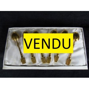 Set of 6 mocha spoons gold metal